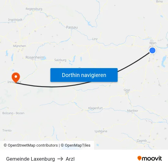 Gemeinde Laxenburg to Arzl map