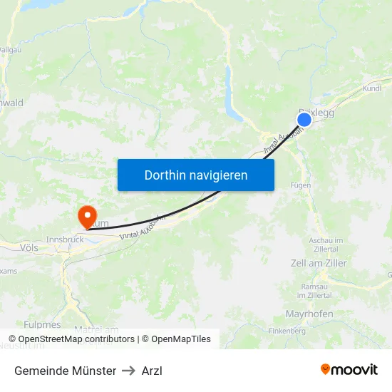 Gemeinde Münster to Arzl map