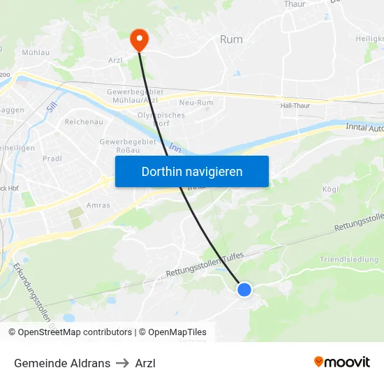 Gemeinde Aldrans to Arzl map