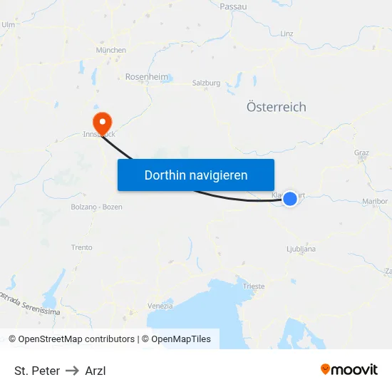 St. Peter to Arzl map