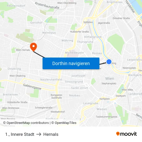 1., Innere Stadt to Hernals map