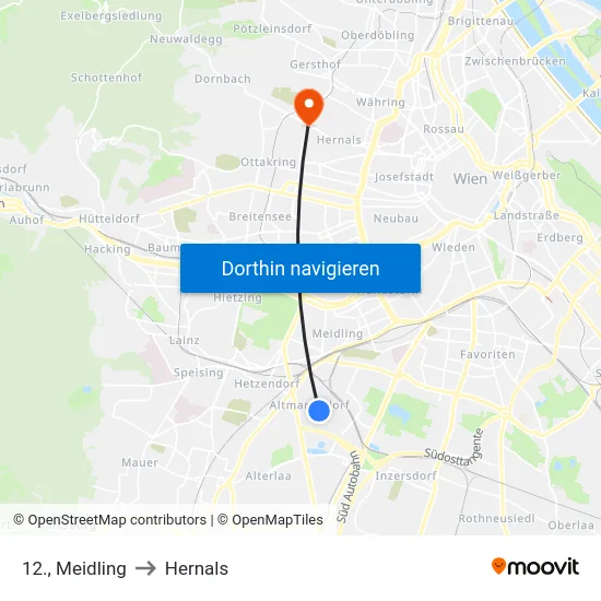 12., Meidling to Hernals map