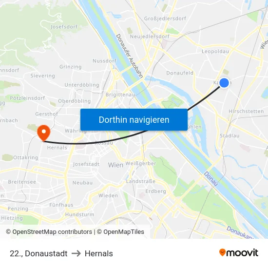 22., Donaustadt to Hernals map