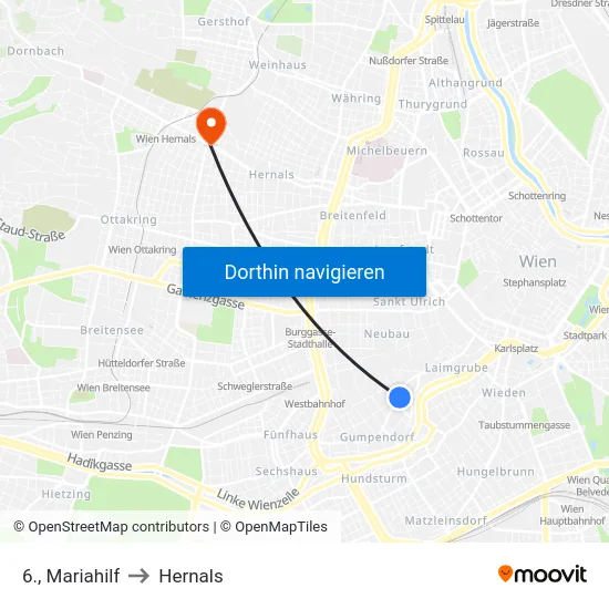 6., Mariahilf to Hernals map