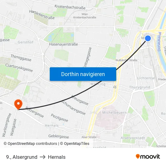 9., Alsergrund to Hernals map