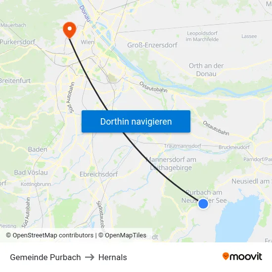 Gemeinde Purbach to Hernals map