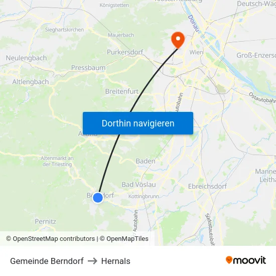 Gemeinde Berndorf to Hernals map
