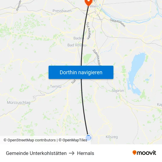 Gemeinde Unterkohlstätten to Hernals map