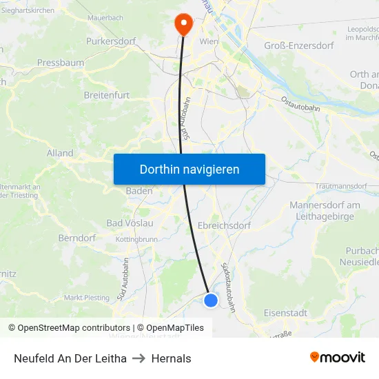 Neufeld An Der Leitha to Hernals map