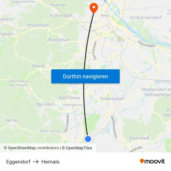 Eggendorf to Hernals map