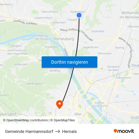 Gemeinde Harmannsdorf to Hernals map