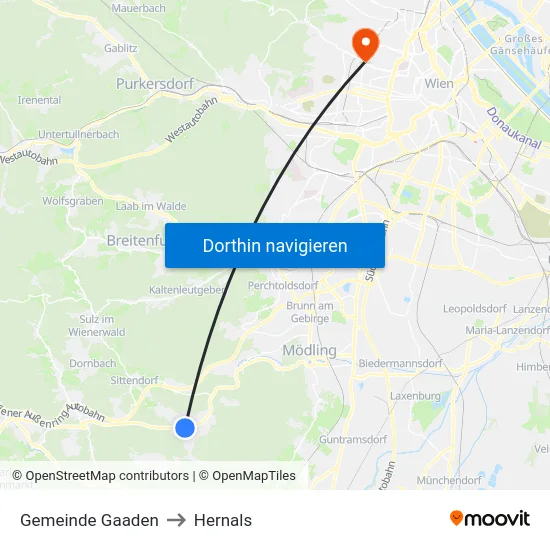 Gemeinde Gaaden to Hernals map