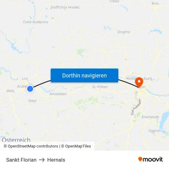 Sankt Florian to Hernals map