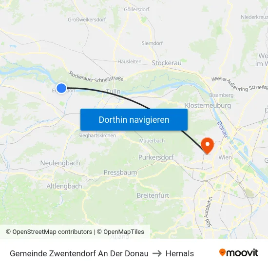 Gemeinde Zwentendorf An Der Donau to Hernals map