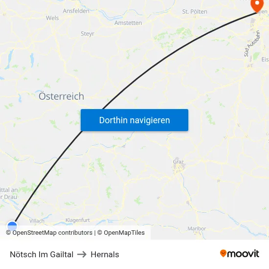 Nötsch Im Gailtal to Hernals map