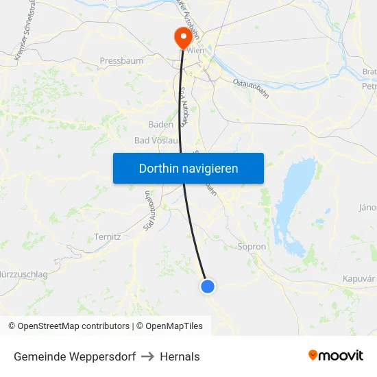 Gemeinde Weppersdorf to Hernals map