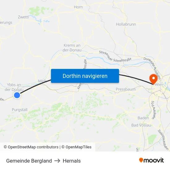 Gemeinde Bergland to Hernals map