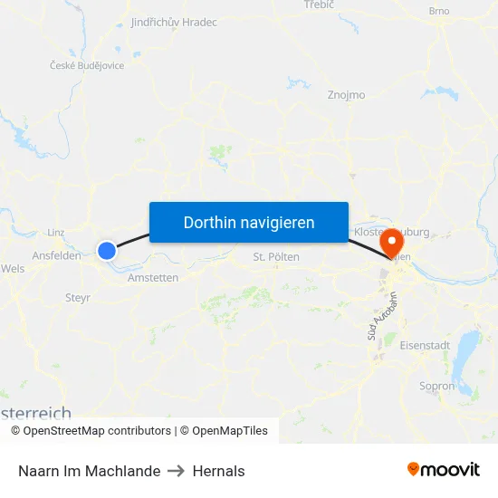 Naarn Im Machlande to Hernals map