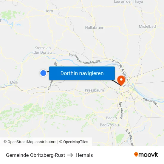 Gemeinde Obritzberg-Rust to Hernals map