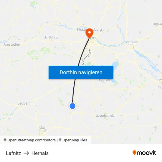 Lafnitz to Hernals map