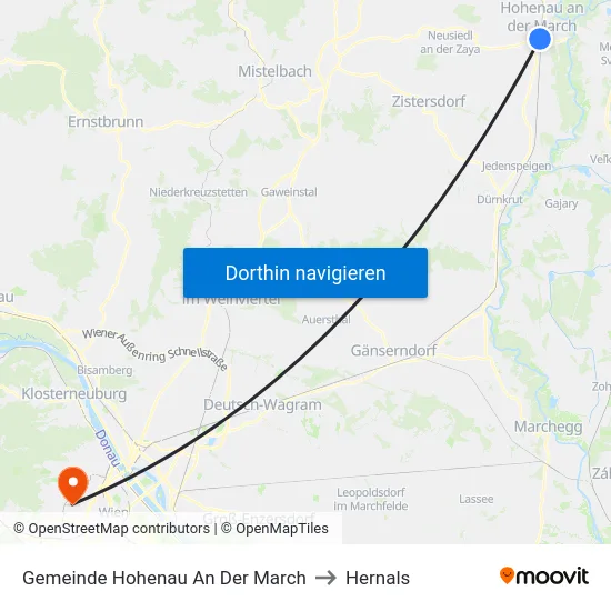 Gemeinde Hohenau An Der March to Hernals map