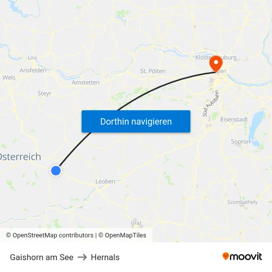 Gaishorn am See to Hernals map