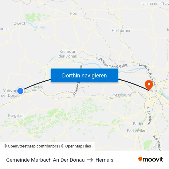 Gemeinde Marbach An Der Donau to Hernals map