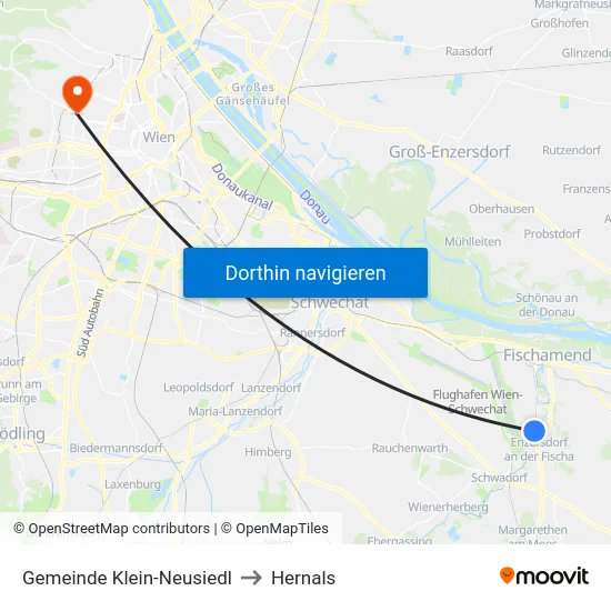 Gemeinde Klein-Neusiedl to Hernals map