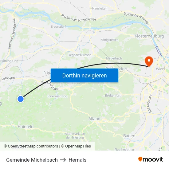 Gemeinde Michelbach to Hernals map