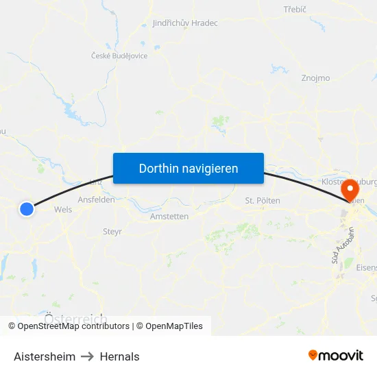 Aistersheim to Hernals map