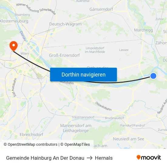 Gemeinde Hainburg An Der Donau to Hernals map