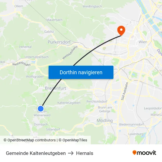 Gemeinde Kaltenleutgeben to Hernals map