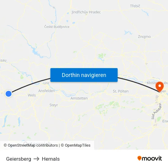 Geiersberg to Hernals map