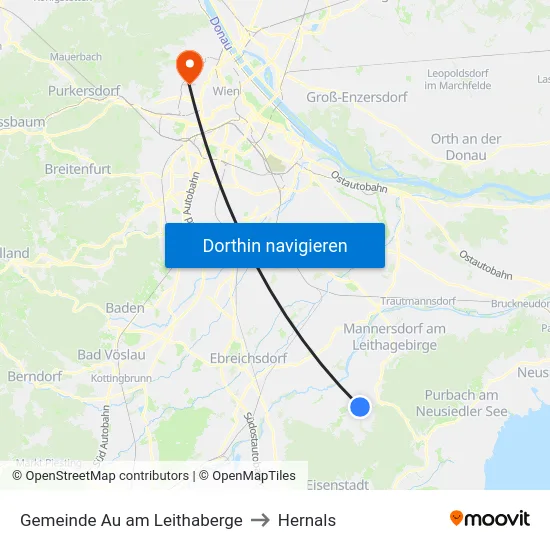 Gemeinde Au am Leithaberge to Hernals map