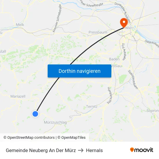 Gemeinde Neuberg An Der Mürz to Hernals map