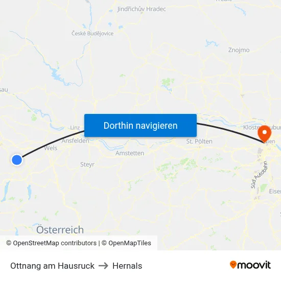 Ottnang am Hausruck to Hernals map