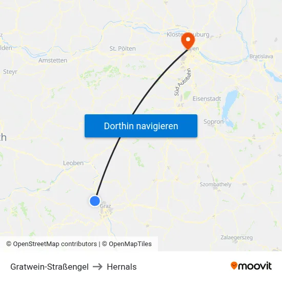 Gratwein-Straßengel to Hernals map