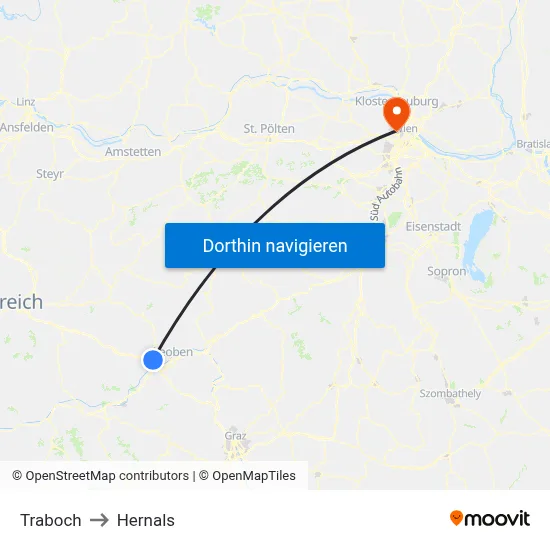 Traboch to Hernals map