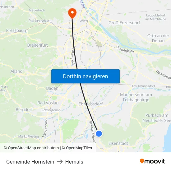 Gemeinde Hornstein to Hernals map