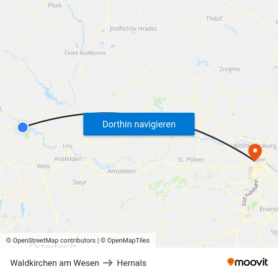 Waldkirchen am Wesen to Hernals map