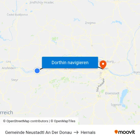 Gemeinde Neustadtl An Der Donau to Hernals map