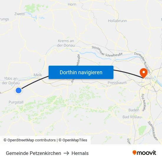 Gemeinde Petzenkirchen to Hernals map