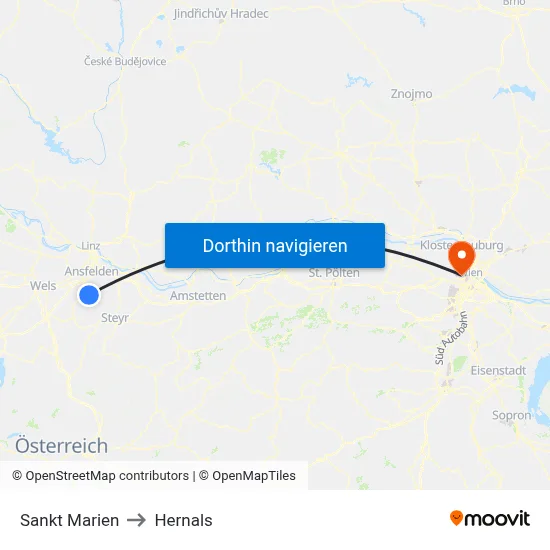 Sankt Marien to Hernals map