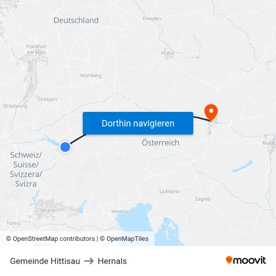 Gemeinde Hittisau to Hernals map