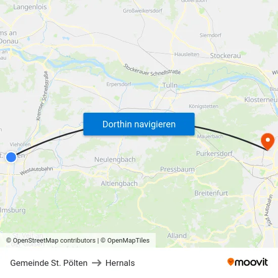 Gemeinde St. Pölten to Hernals map