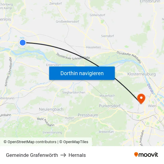 Gemeinde Grafenwörth to Hernals map