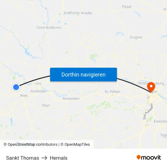 Sankt Thomas to Hernals map
