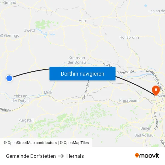 Gemeinde Dorfstetten to Hernals map
