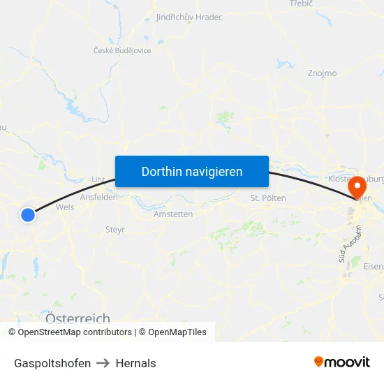 Gaspoltshofen to Hernals map