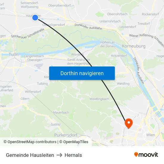 Gemeinde Hausleiten to Hernals map